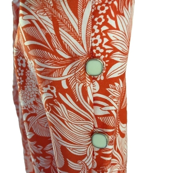 Milly Of New York Silk V-neck Fringe Trim Orange Floral Sleeveless Tank Size 6 - Picture 12 of 14